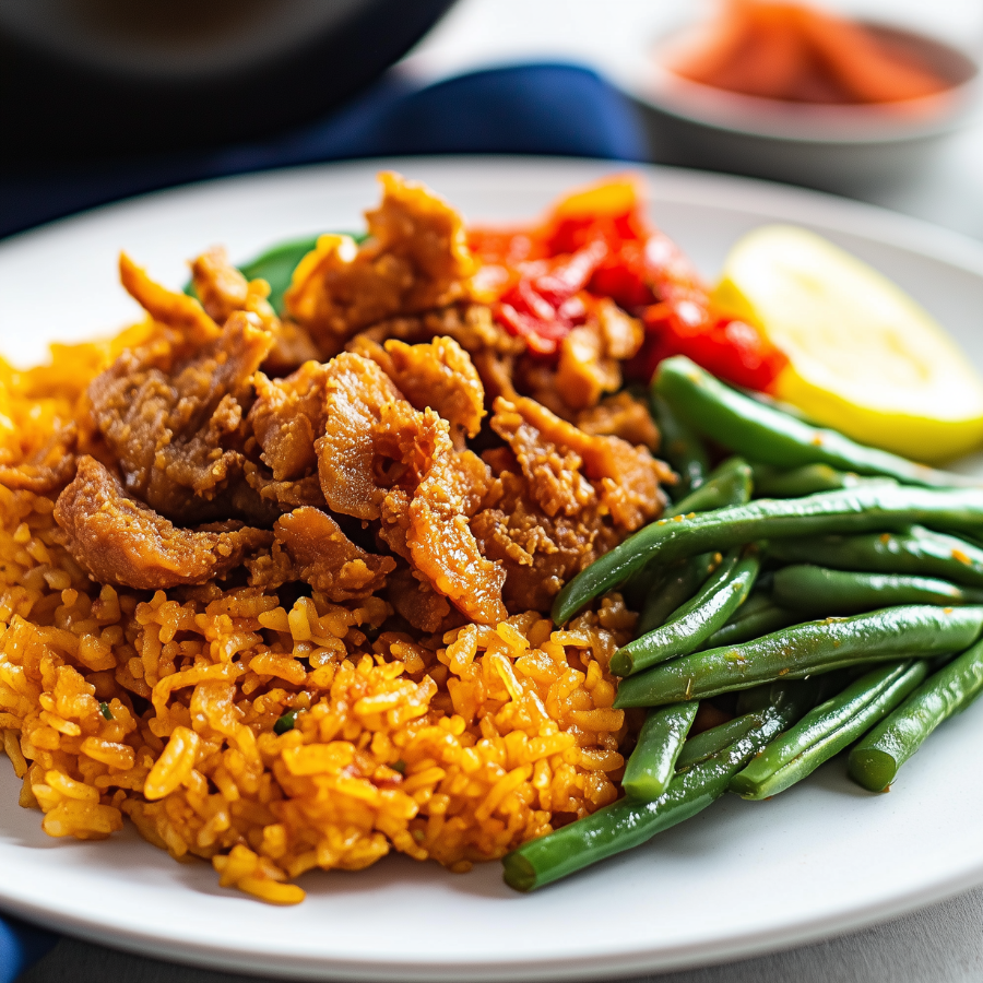 Nasi Goreng met seitan smoor en boontjes (vega)