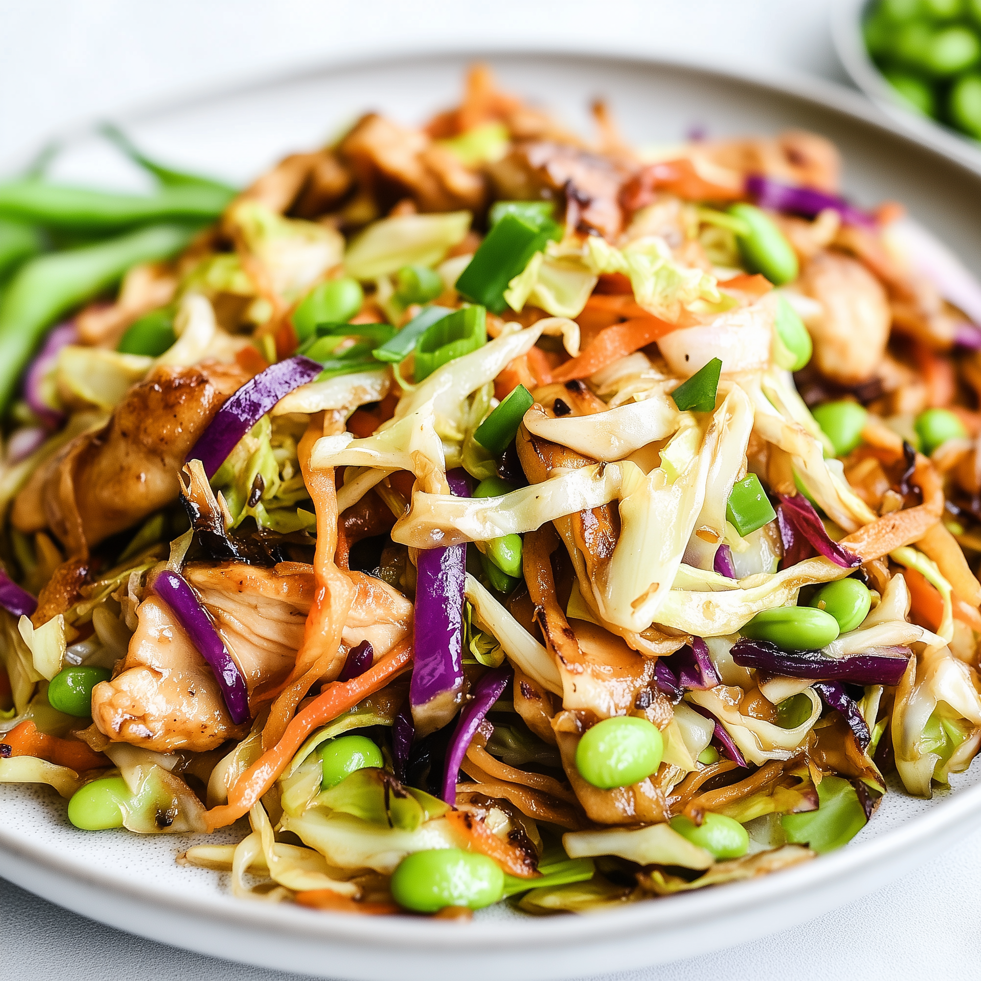 Heerlijke Bami (van witte kool) met kip en edemame boontjes! (koolhydraatarm)