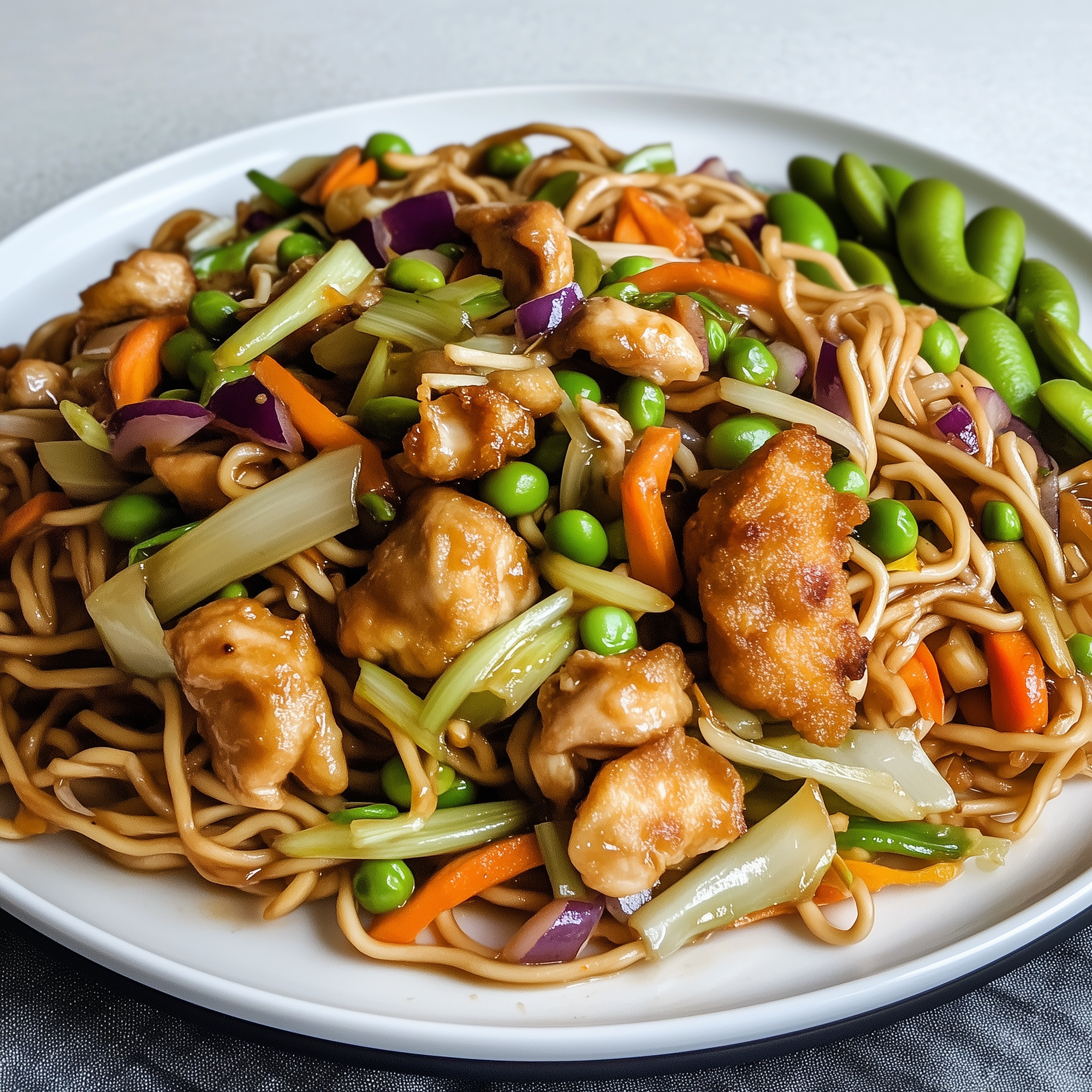 Heerlijke Bami met kip en edemame boontjes!