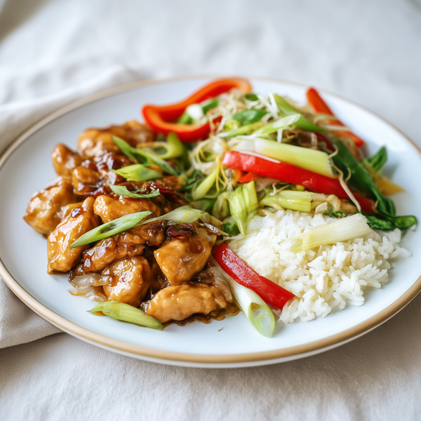 Sticky chicken met gewokte groente