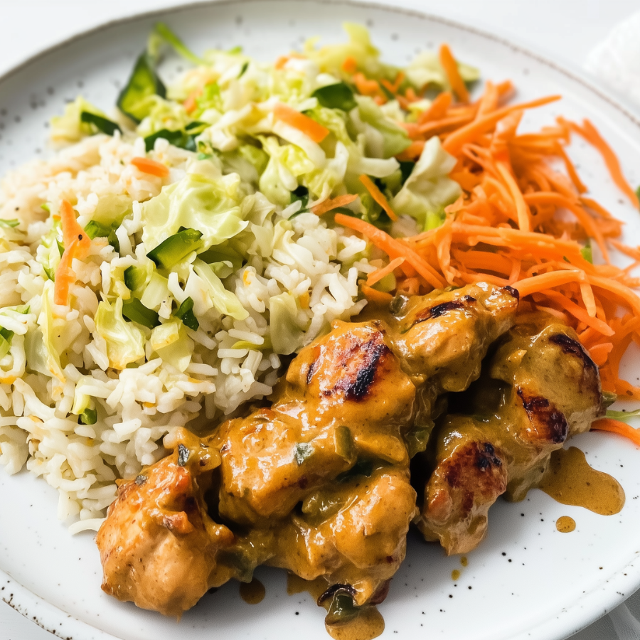 Heerlijke nasi met groenten met saté