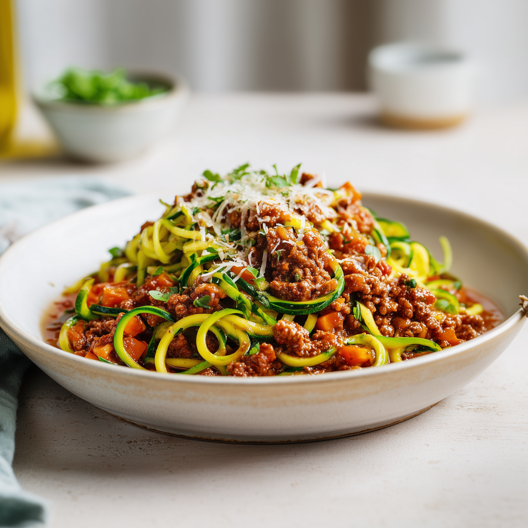 Spaghetti bolognese van courgetti (koolhydraatarm)