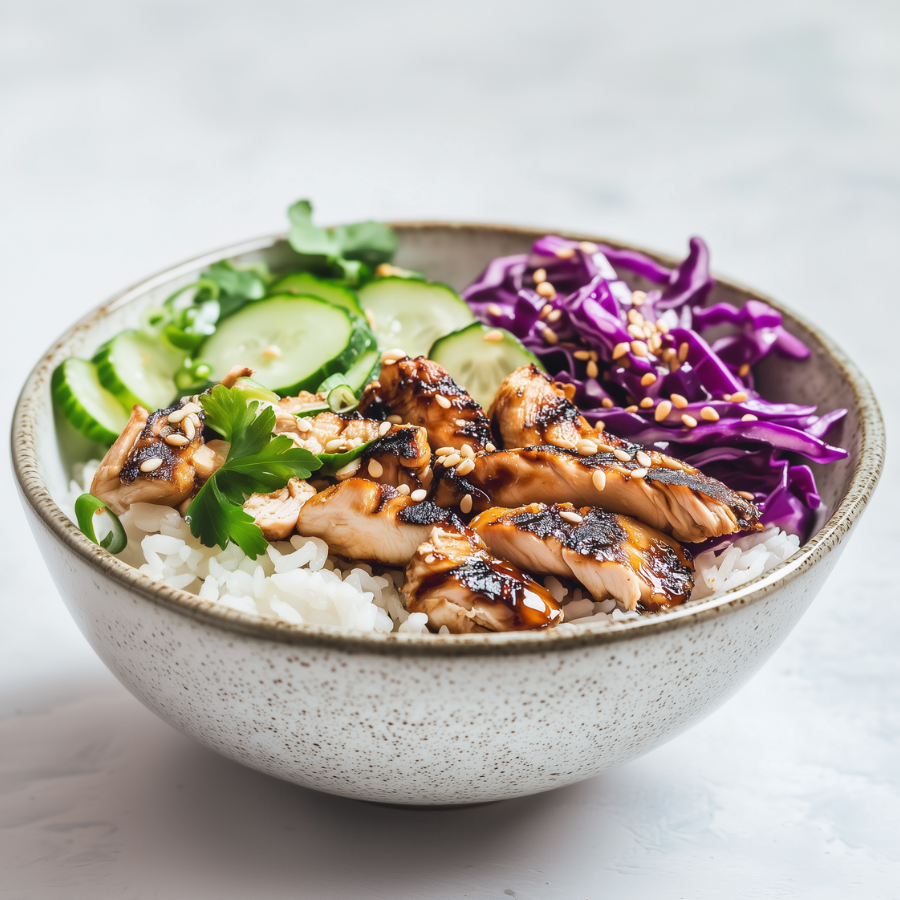 Nieuw: bowl met sushirijst en kip!