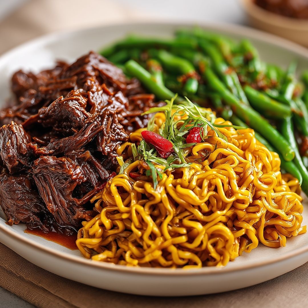 Bami goreng met rendang