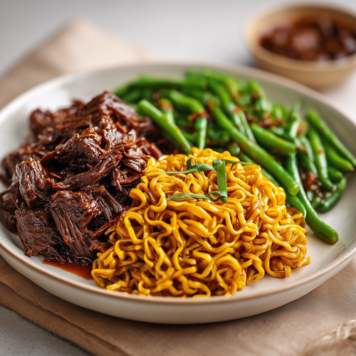 Bami goreng met rendang
