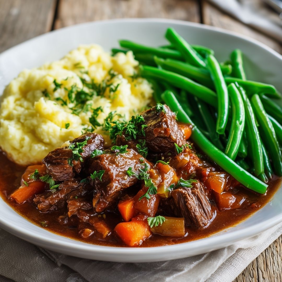 Bourgondische runderstoof met knolselderijpuree & sperziebonen! (koolhydraatarm)