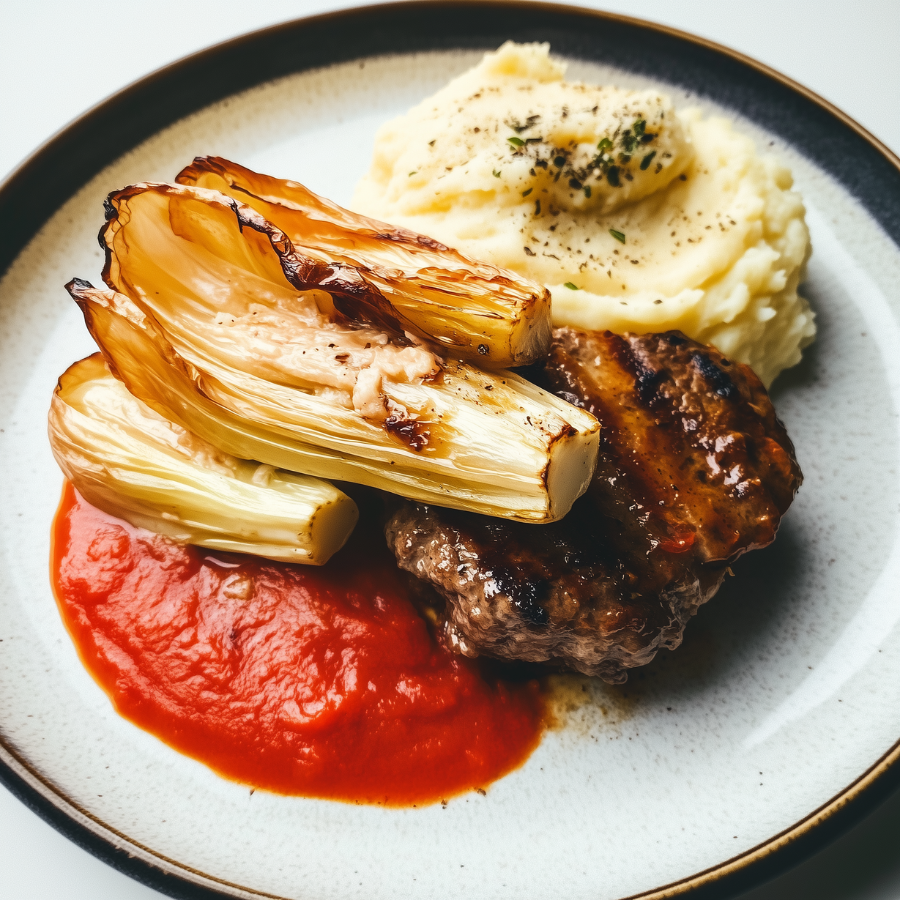 Hollandse witlof met hamburger &amp; knolselderijpuree! (koolhydraatarm)