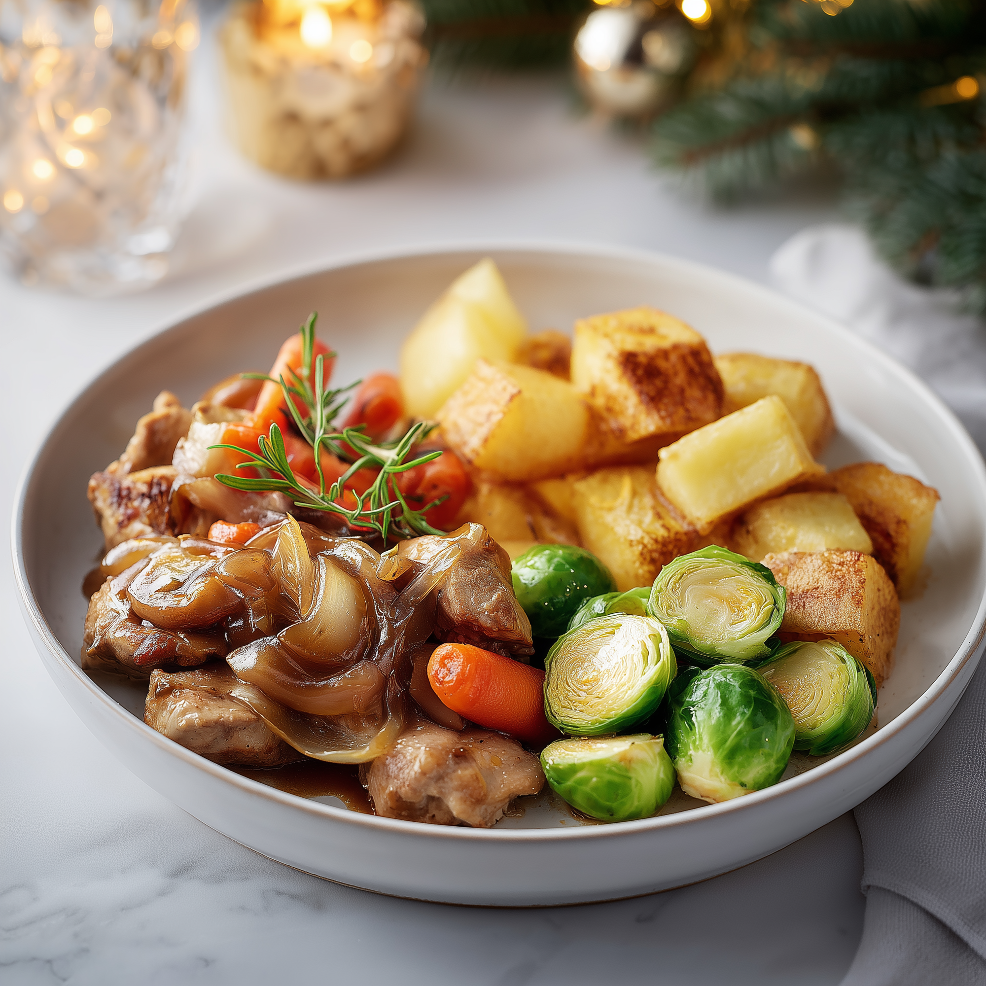 Coq au vin met knolselderijblokjes spruiten (koolhydraatarm)