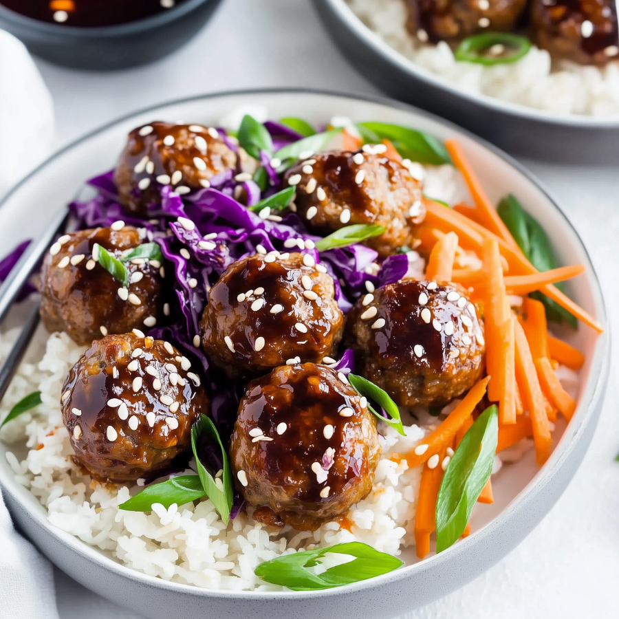 Gehaktballetjes in sesamssaus met Oosterse groente!