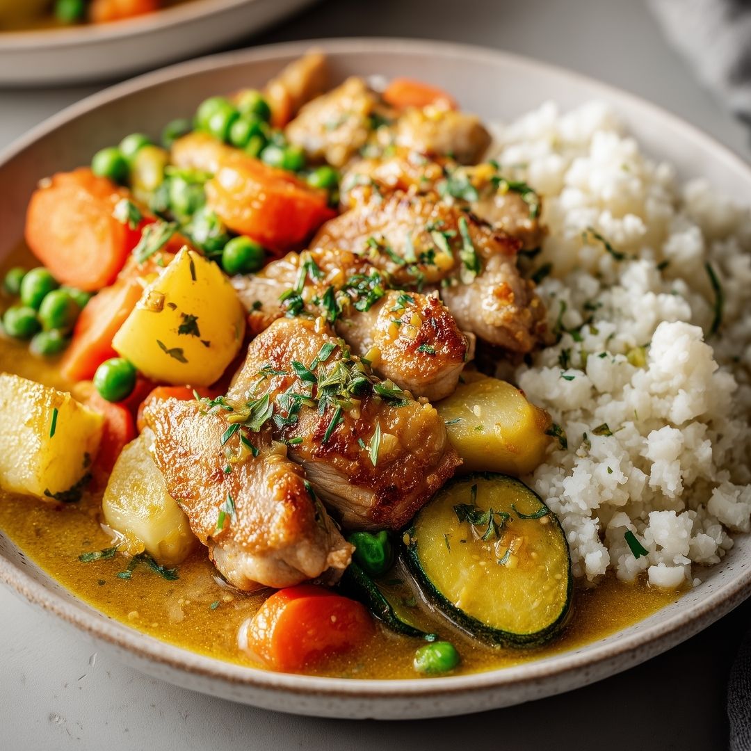 Katsu curry met bloemkoolrijst en kipfilet (koolhydraatarm)