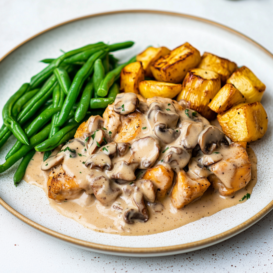 kha-Kip-in-champignonsaus-met-sperziebonen