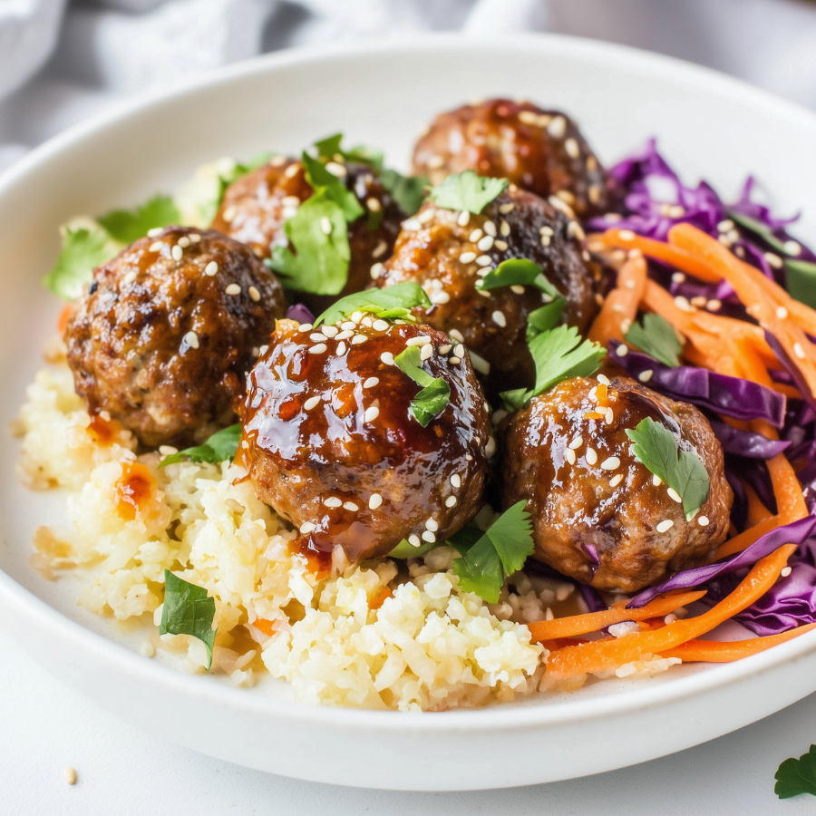 Gehaktballetjes in sesamsaus met oosterse groente (koolhydraatarm)
