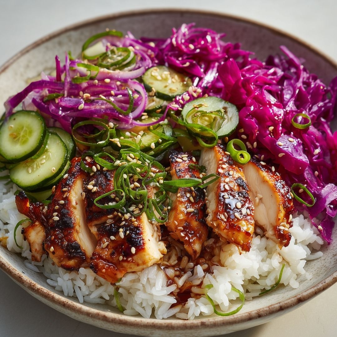 Bowl met sushirijst en kip!