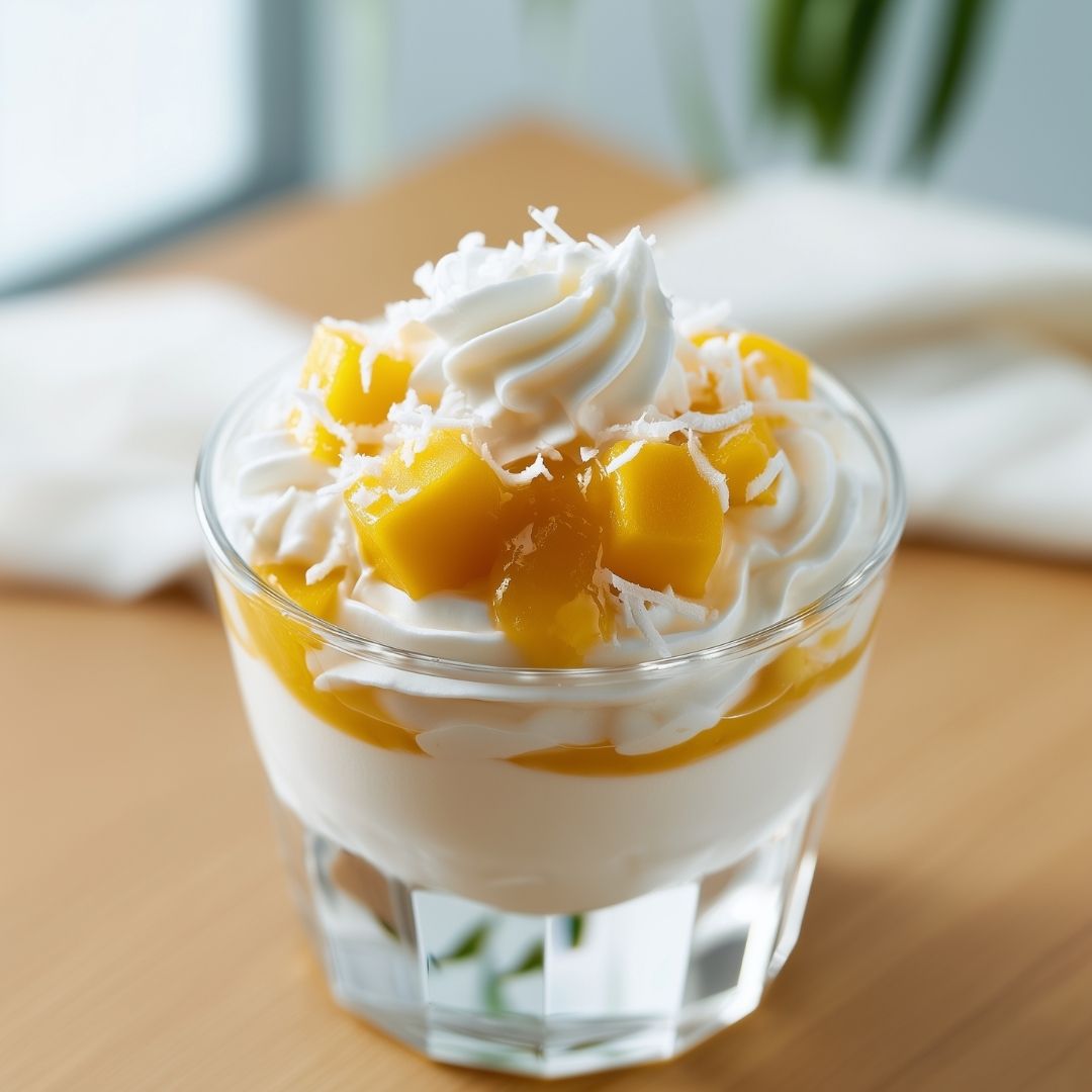 Kokos mousse met mango