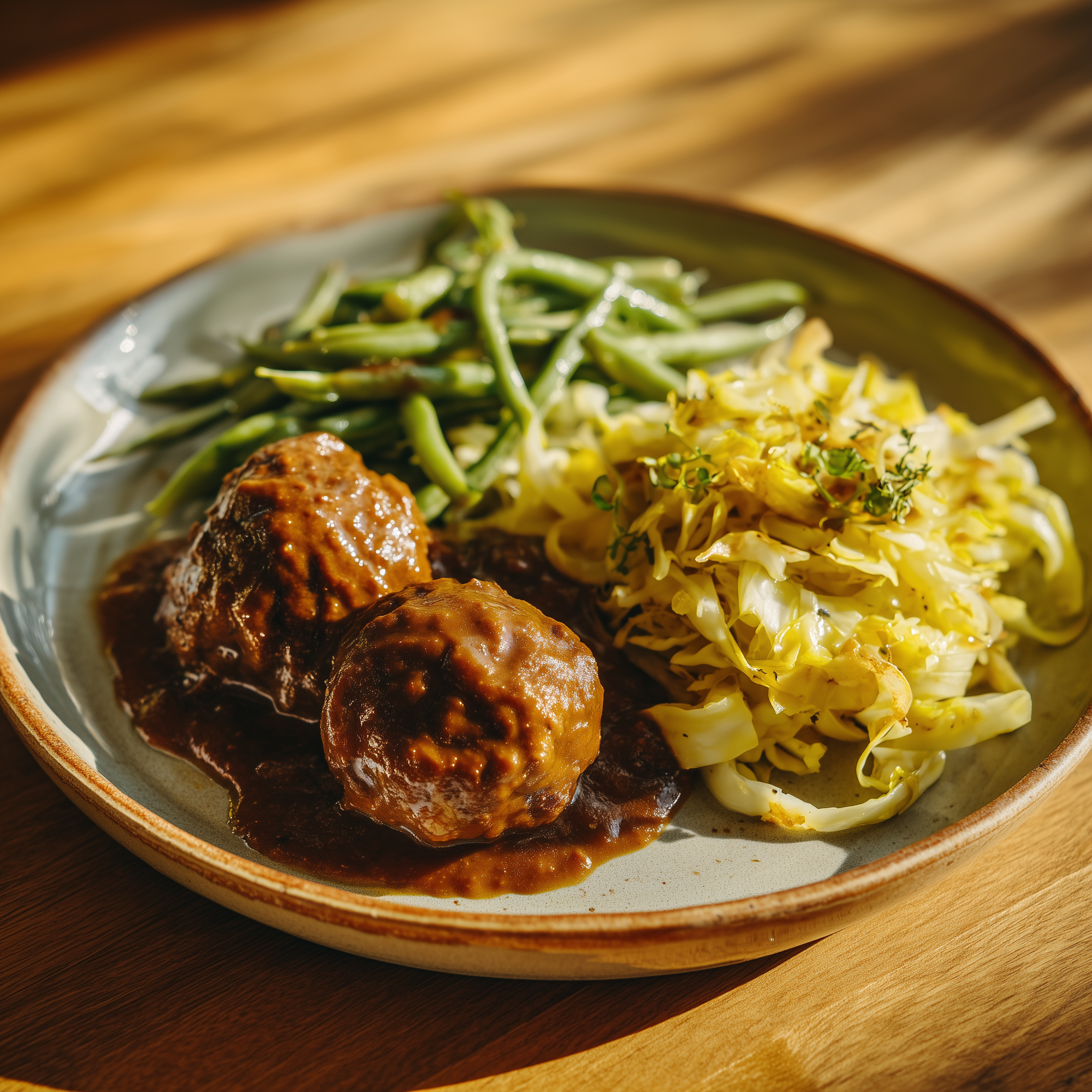 Koolnoedels met balletjes in pindasaus (koolhydraatarm)