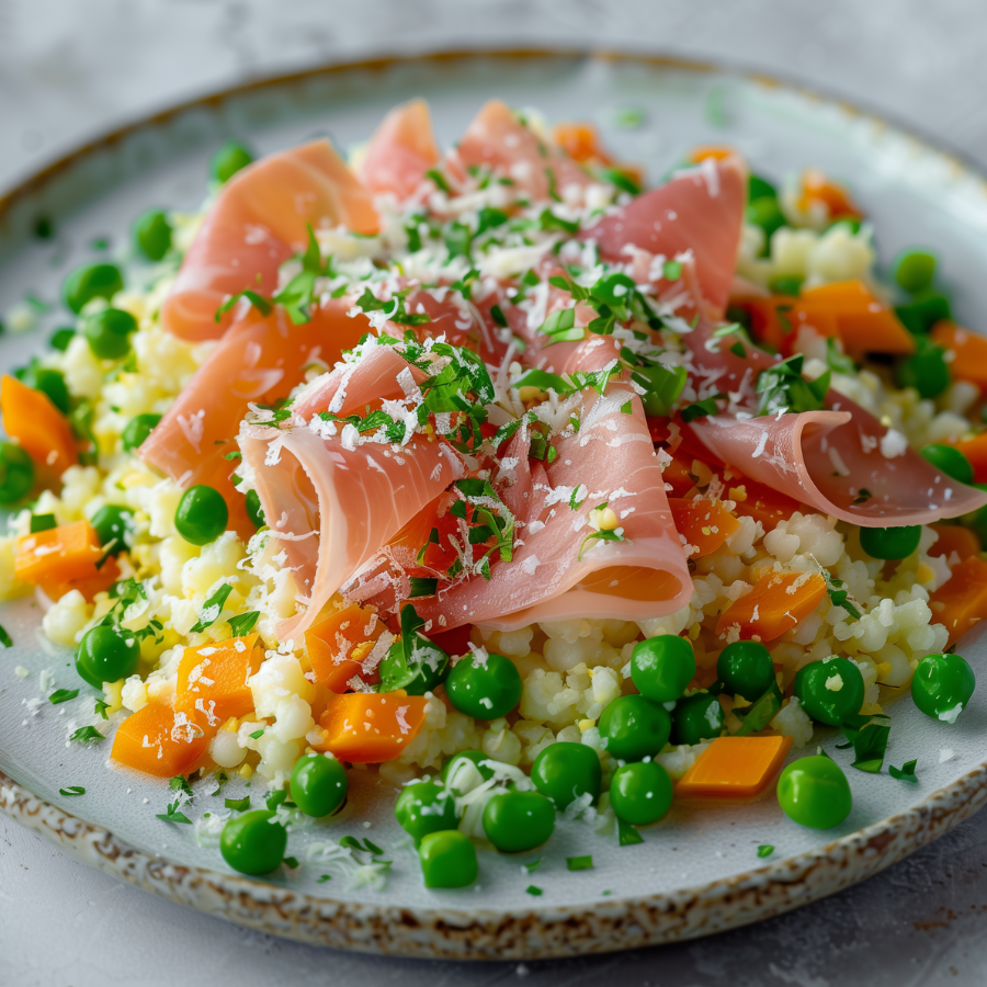 BloemkoolOrzo met gedroogde ham! (koolhydraatarm)
