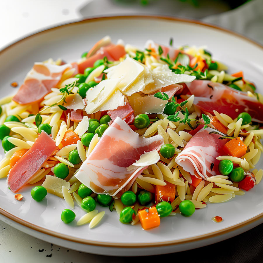 Orzo met gedroogde ham!