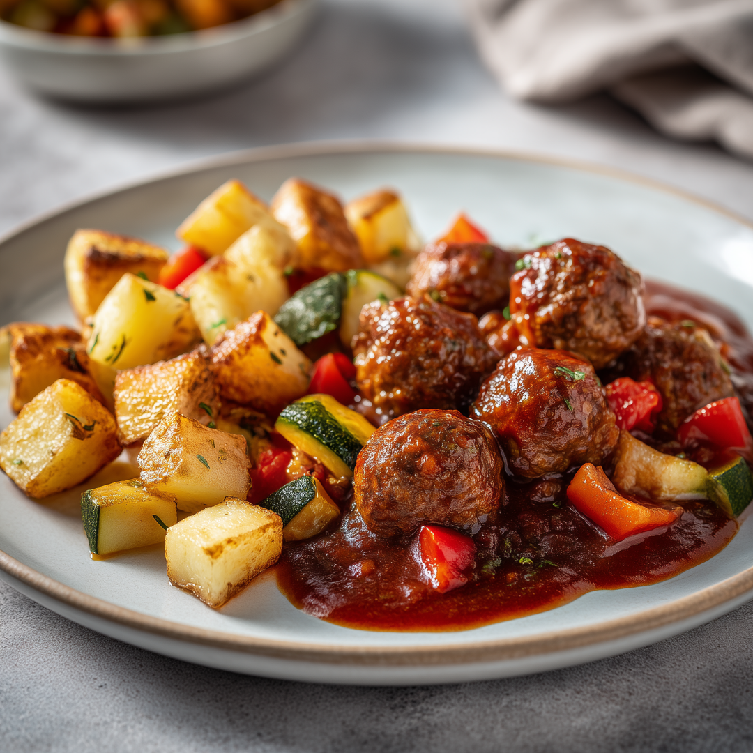Gehaktballetjes in tomatensaus met geroosterde bloemkool (koolhydraatarm)