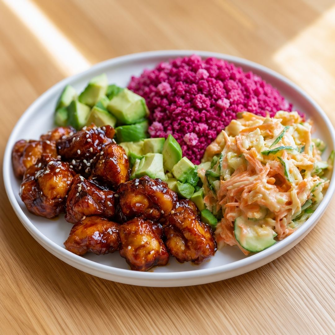 Sesamkip met bloemkoolrijst en frisse salade! (koolhydraatarm)