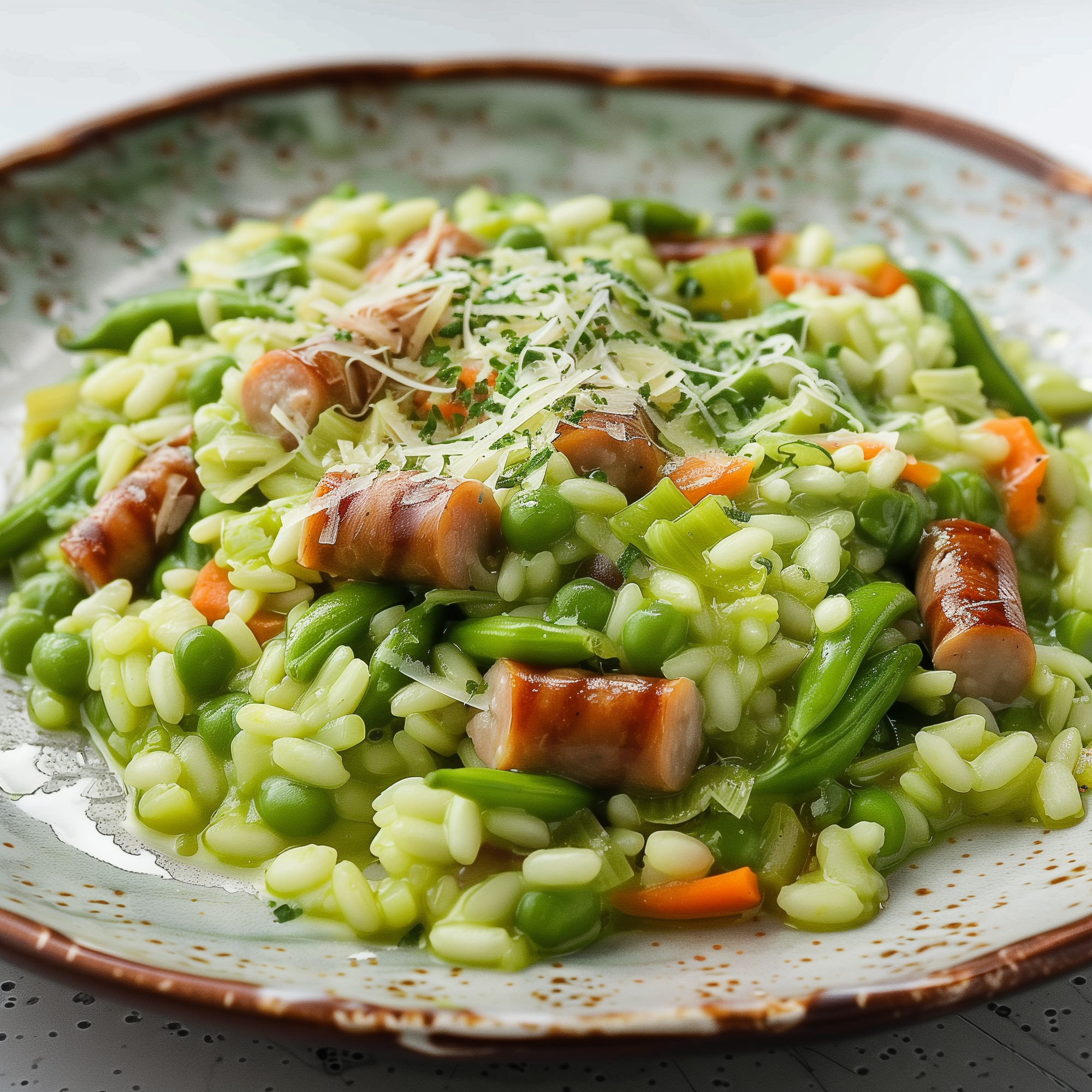 Snijbonen risotto met wortel & worstjes