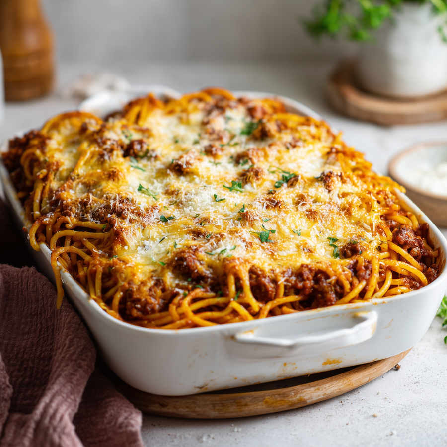 Spaghetti bolognese uit de oven (vega)