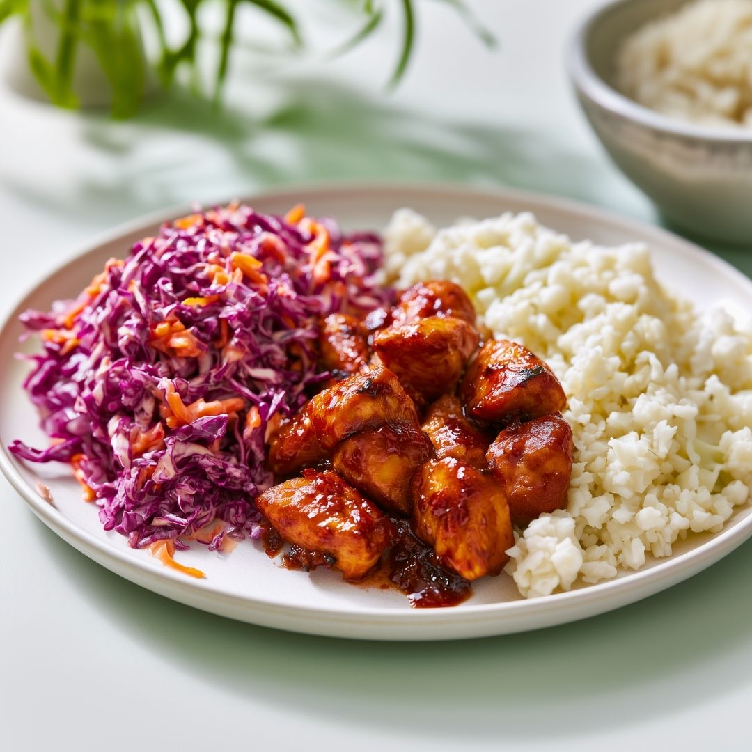 Sticky chicken met Piet's rode kool salade (koolhydraatarm)