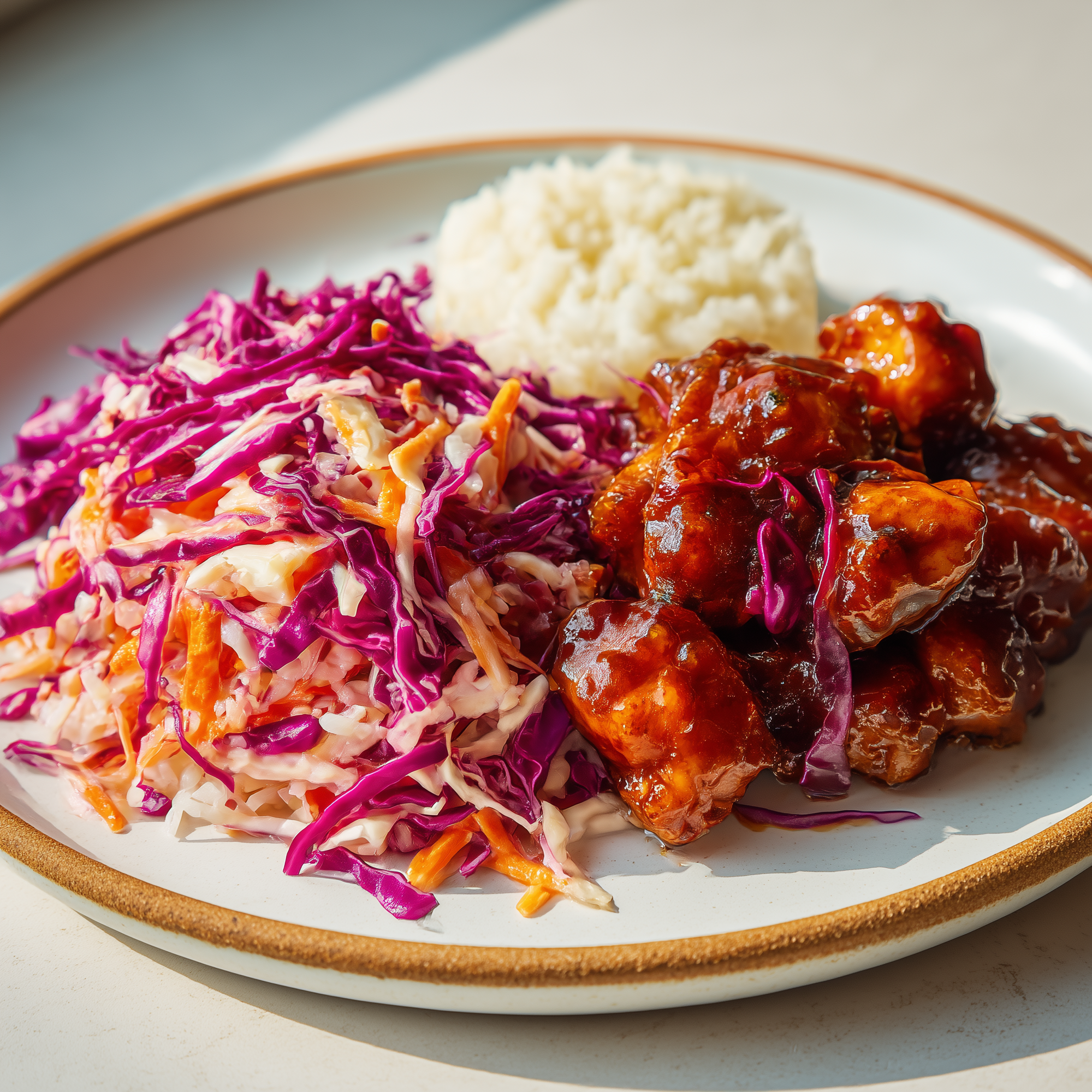 Sticky chicken met Piet's rode kool salade