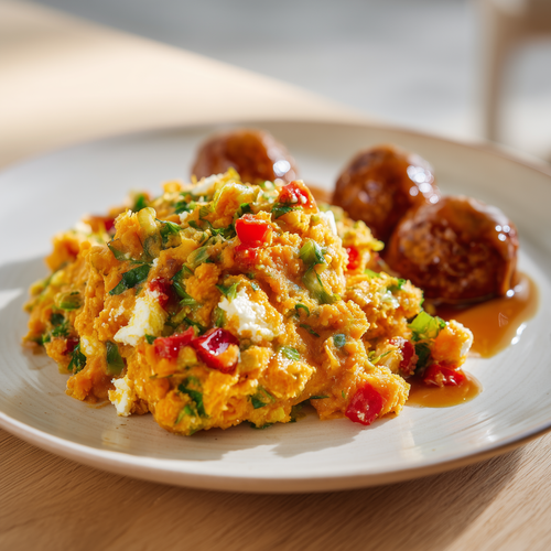 Andijvie & zoete aardappel stamppot (vega)