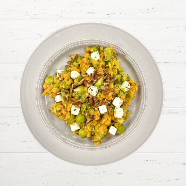 Zoete aardappelstamppot met spruitjes en prei! (Vega & Koolhydraatarm)