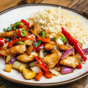 Sticky chicken met gewokte groente & bloemkoolrijst! (Koolhydraatarm)