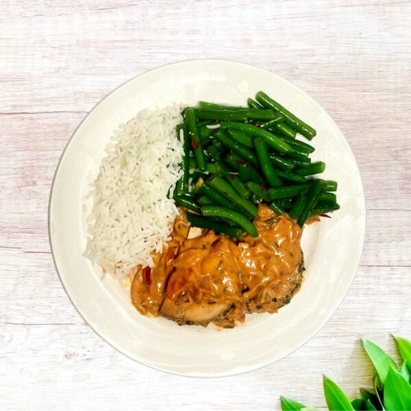 Kalkoen in Stroganoffsaus (koolhydraatarm)