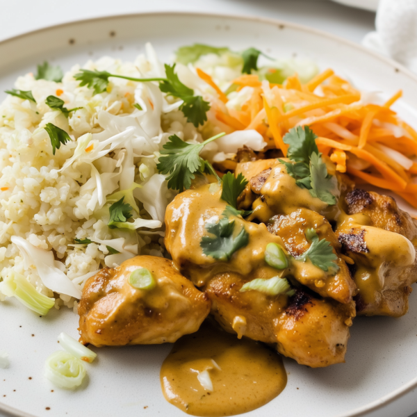 Heerlijke nasi met groenten en bloemkoolrijst met saté (Koolhydraatarm)