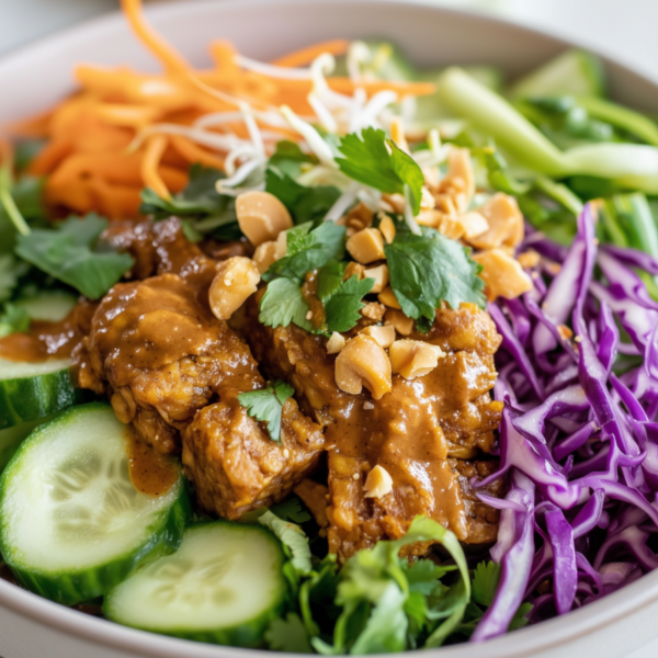 GadoGado bowl met tempeh & pindasaus! (koolhydraatarm & vega)