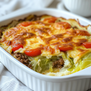 Groene kool ovenschotel met tomaat, rundergehakt en Old Amsterdam!