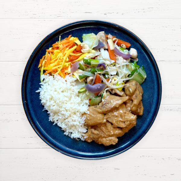 Kipsaté met Chinese groentemix & atjar!
