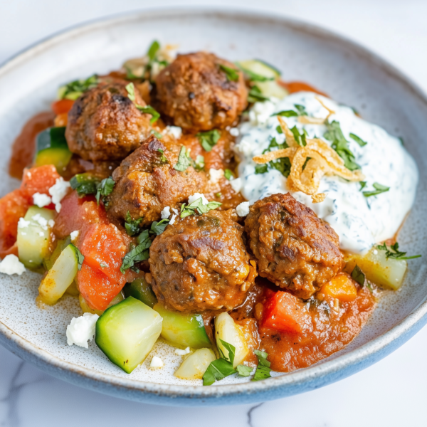 Nieuw: Griekse Kofta met getomateerde groente! (koolhydraatarm)