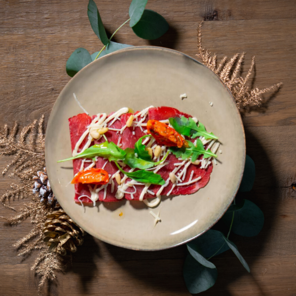 Kerst voorgerecht: Carpaccio van gerookte ribeye