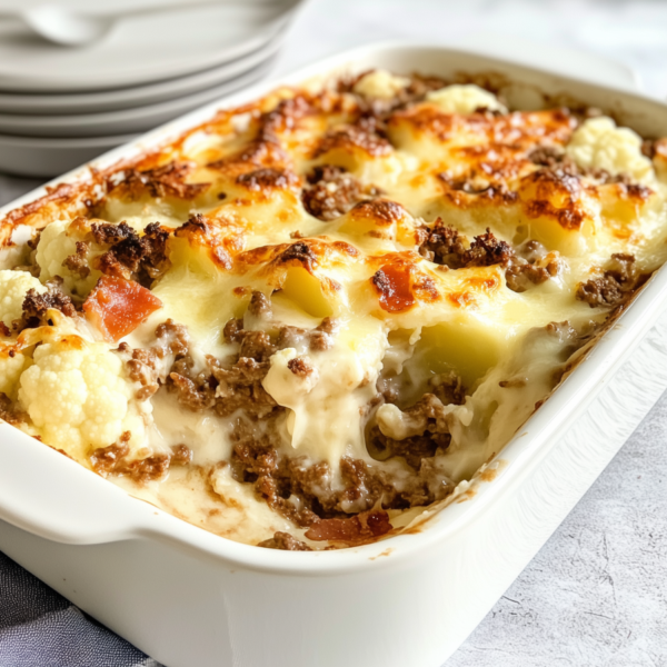 Hollandse ovenschotel van bloemkool, krieltjes, gehakt & spekjes!