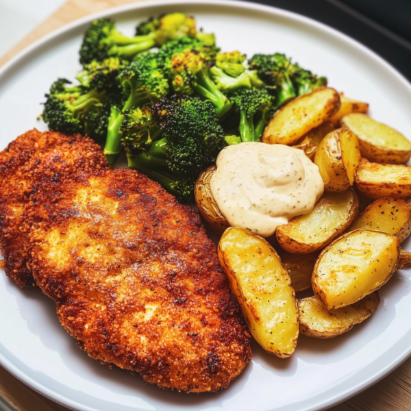 Kipschnitzel met geroosterde broccoli