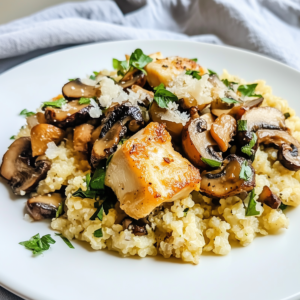 Paddenstoelen BloemkoolRisotto met kip! (Koolhydraatarm)