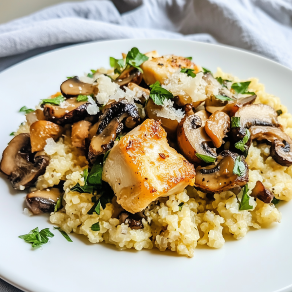 Paddenstoelen BloemkoolRisotto met kip! (Koolhydraatarm)