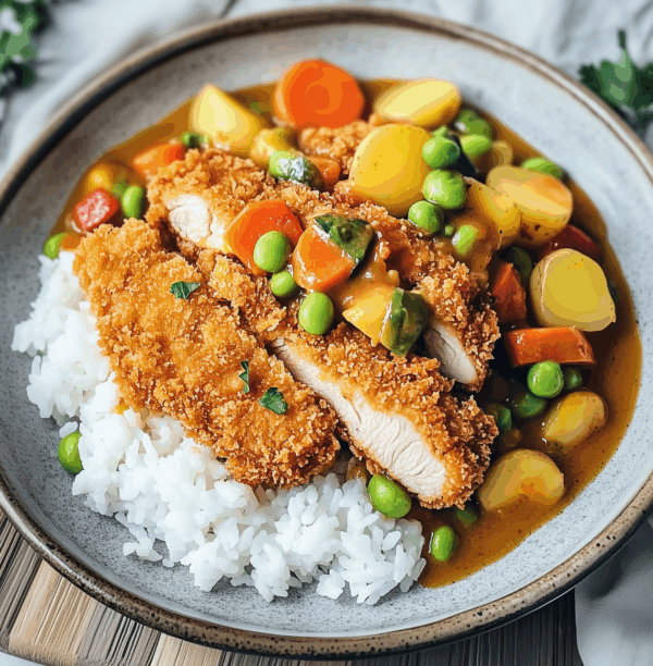 Nieuw: Katsu curry met rijst en krokante kip