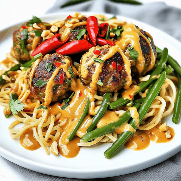 Nieuw: Koolnoedels bowl met sambal boontjes en gehaktballetjes met pindasaus (koolhydraatarm)