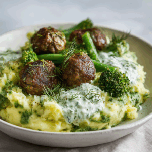 Nieuw: Stamppot groene curry met kofteballetjes